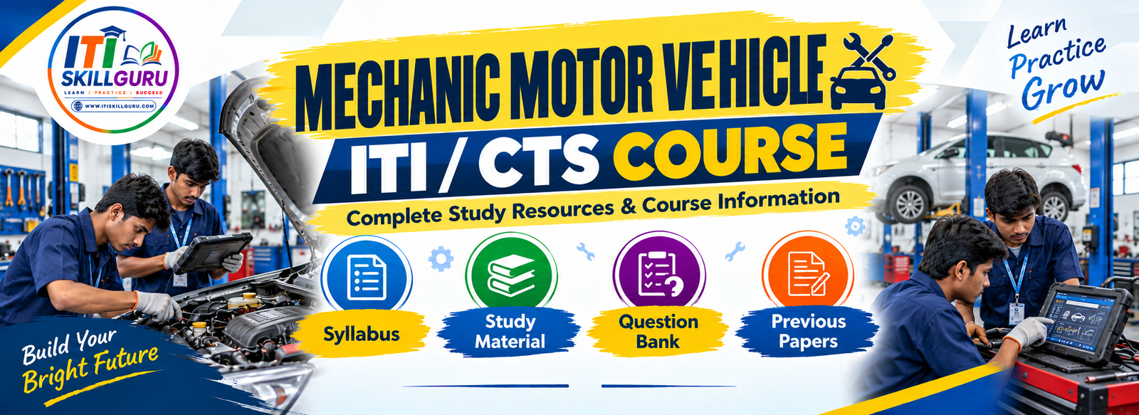 Mechanic Motor Vehicle ITI CTS course and automobile study resources banner